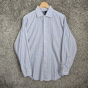 Polo by Ralph Lauren Shirt Mens 15.5‎ 32 33 Blue Plaid Button Up Phillip Cotton